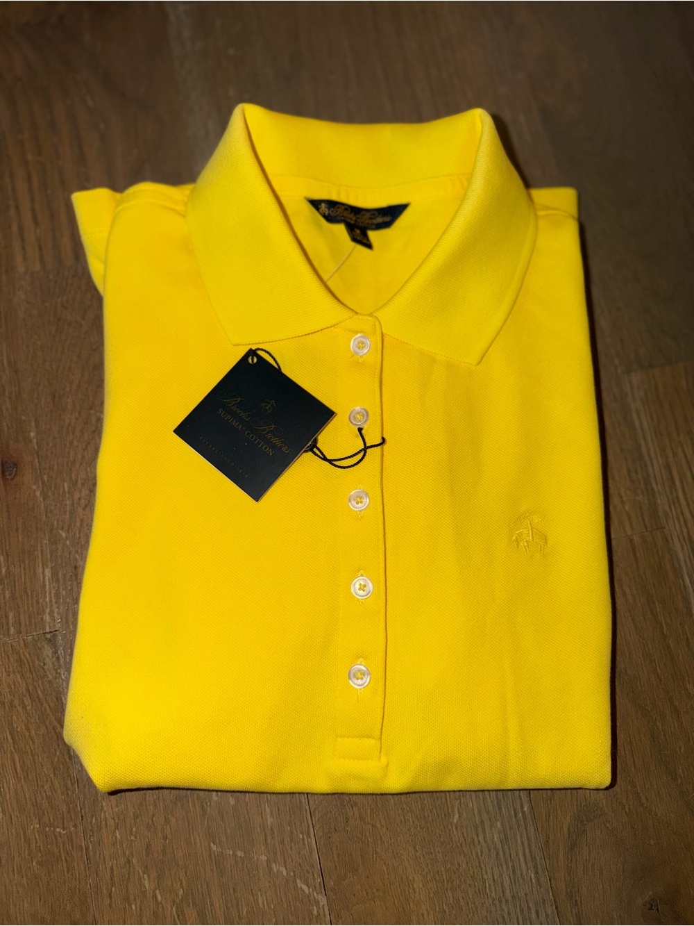 NWT Brooks Brothers Women’s Bright Yellow Polo Shirt Short Sleeve Size Medium